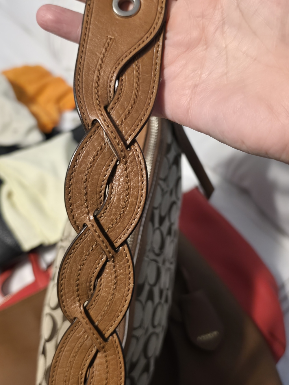 Coach Brown Signature Canvas Hobo Bag - Picture 3 of 6